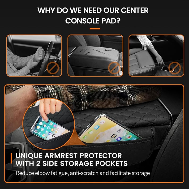 Rilsen Custom for Center Console Cover 2025 2026 Toyota 4runner Armrest Cover Accessories PU Leather Armrest Seat Box Cover Protector with Pockets Storage Bag - Image 3